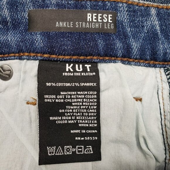 Kut from the Kloth Reese Ankle Straight Leg Jeans Womens 00 Distressed Fray - Picture 9 of 10